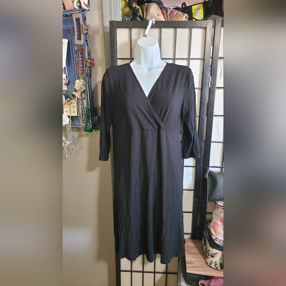 Ma Cherie Maternity Black V-Neck Dress sz M Maternity